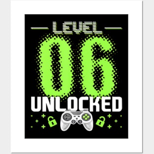 Level 6 Unlocked Video Gamer 6th Birthday Gamer Posters and Art